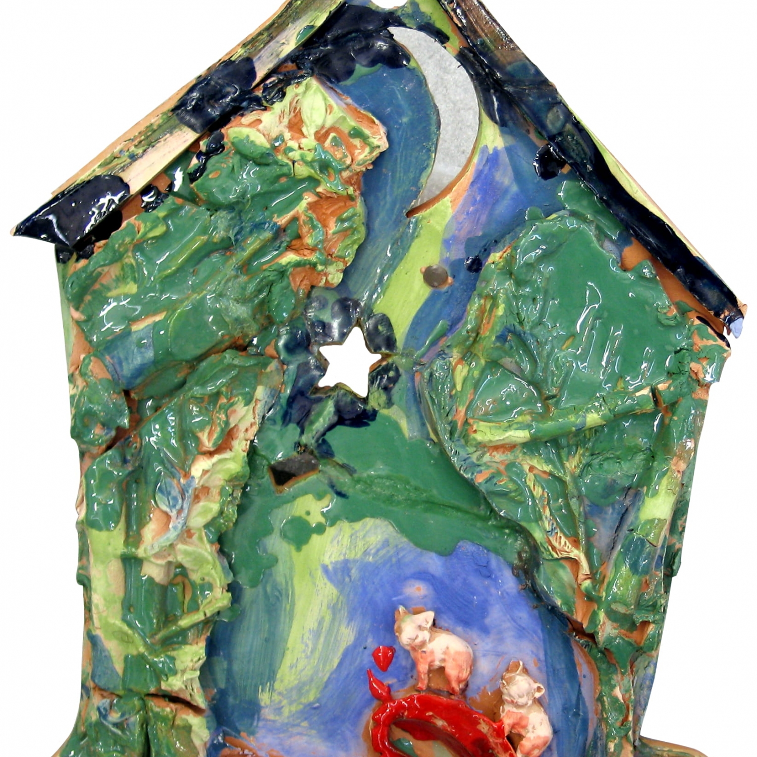 Giosetta Fioroni, La confraternita della foresta, 2007, maiolica smaltata, Bottega Gatti Faenza, Enamelled majolica, Bottega Gatti Faenza, 53 x 41 cm, FIORTM0251