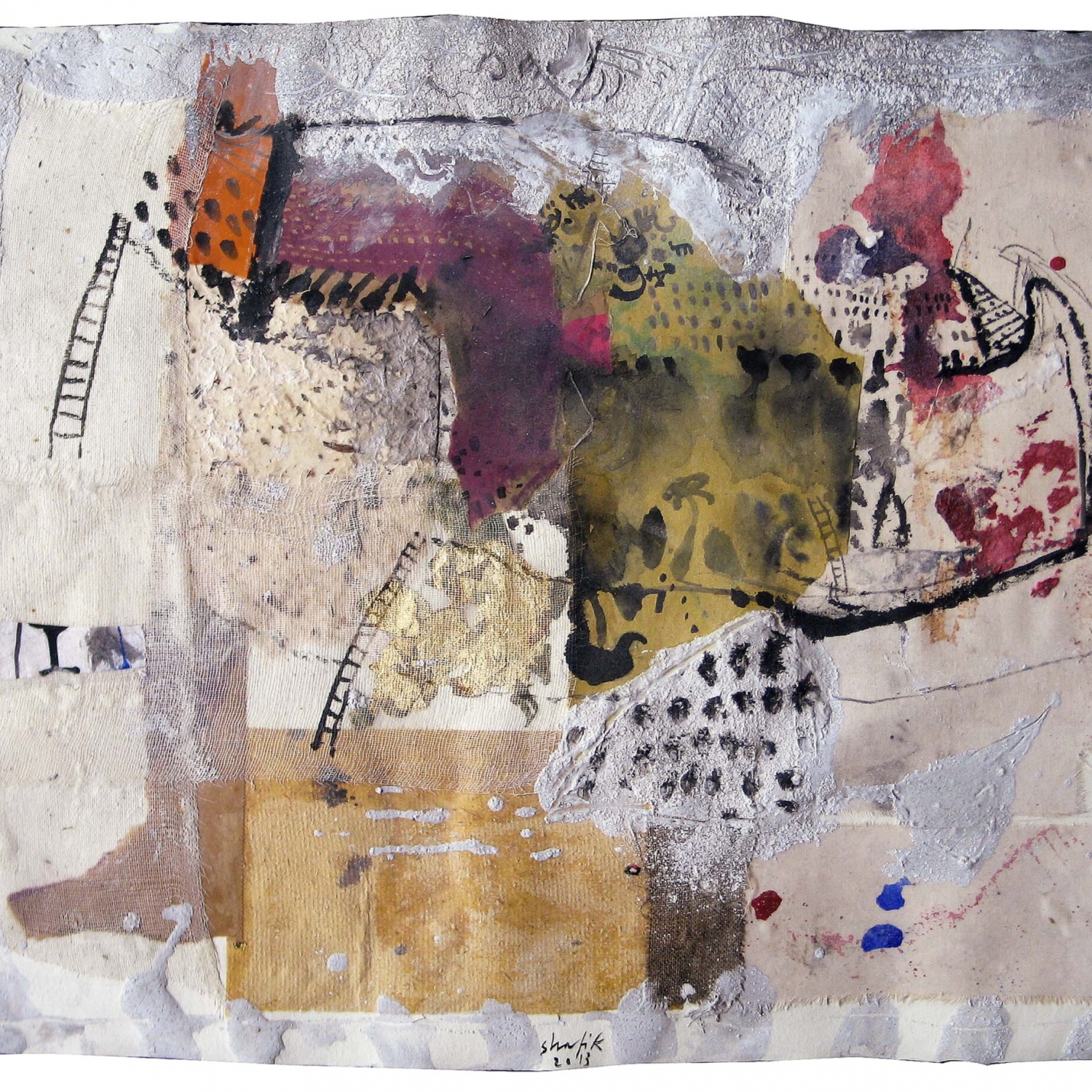 Medhat Shafik, Tempo sospeso, 2013, tecnica mista su carta, mixed media on paper, 50x70 cm, SHAFCT1150