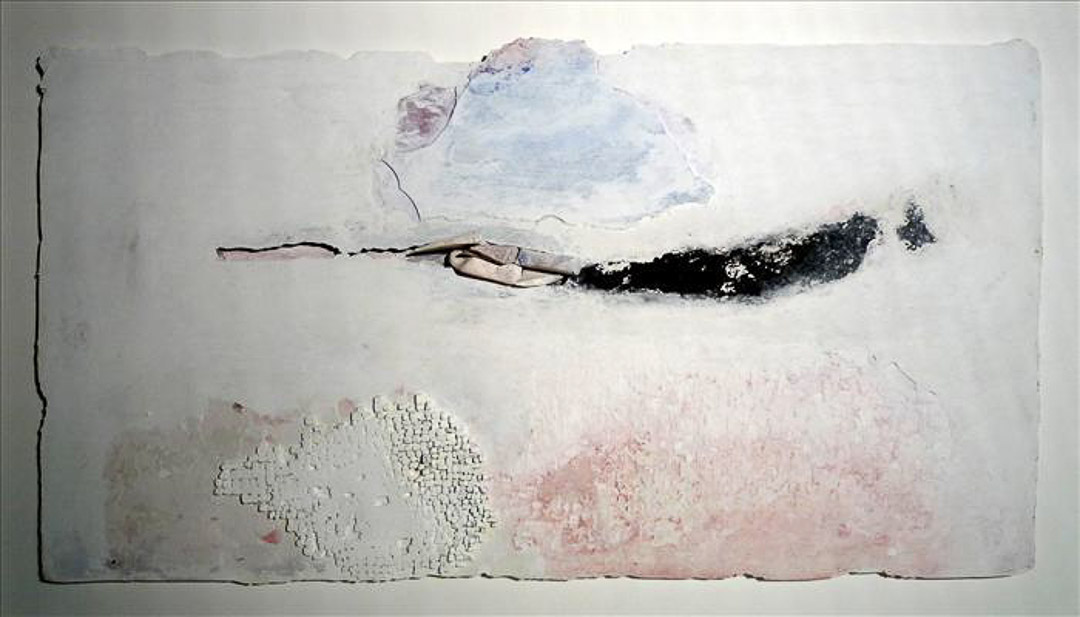 Franco Guerzoni, Musivum, 2011, Tecnica mista su lastra di scagliola, Mixed technique on scagliola plate, 54 x 101 cm, GUETM0691