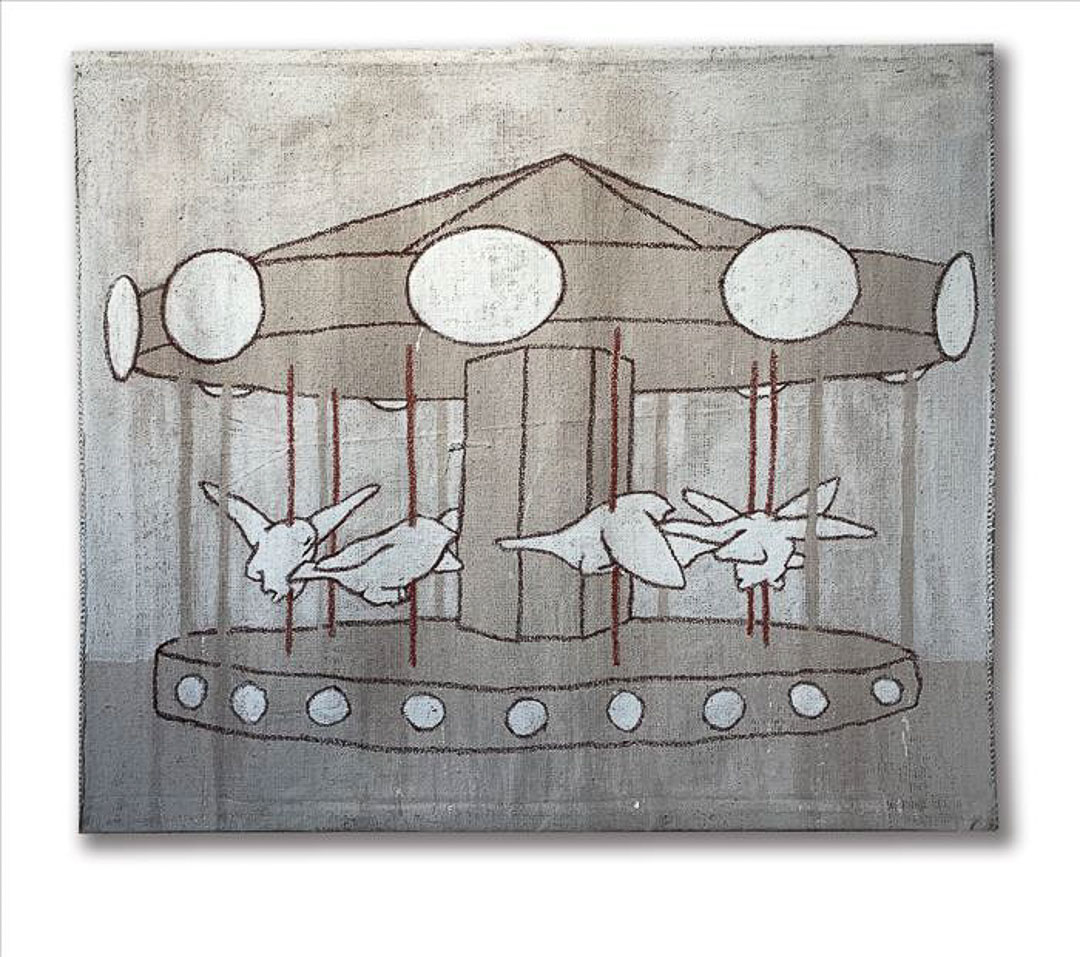 Valerio Berruti, La giostra di Nina, 2020, affresco su juta, fresco on jute, 130,0 x 150,0 cm, BERTM1332