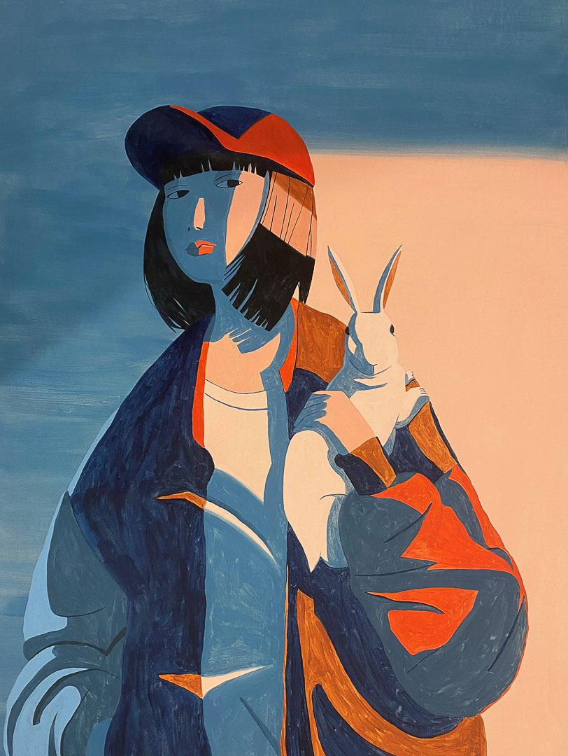Emiliano Ponzi, Lunar Year, 2023, tempera e acrilico su tela, tempera and acrylic on canvas, 174 x 128 cm, PONZIBOZ012