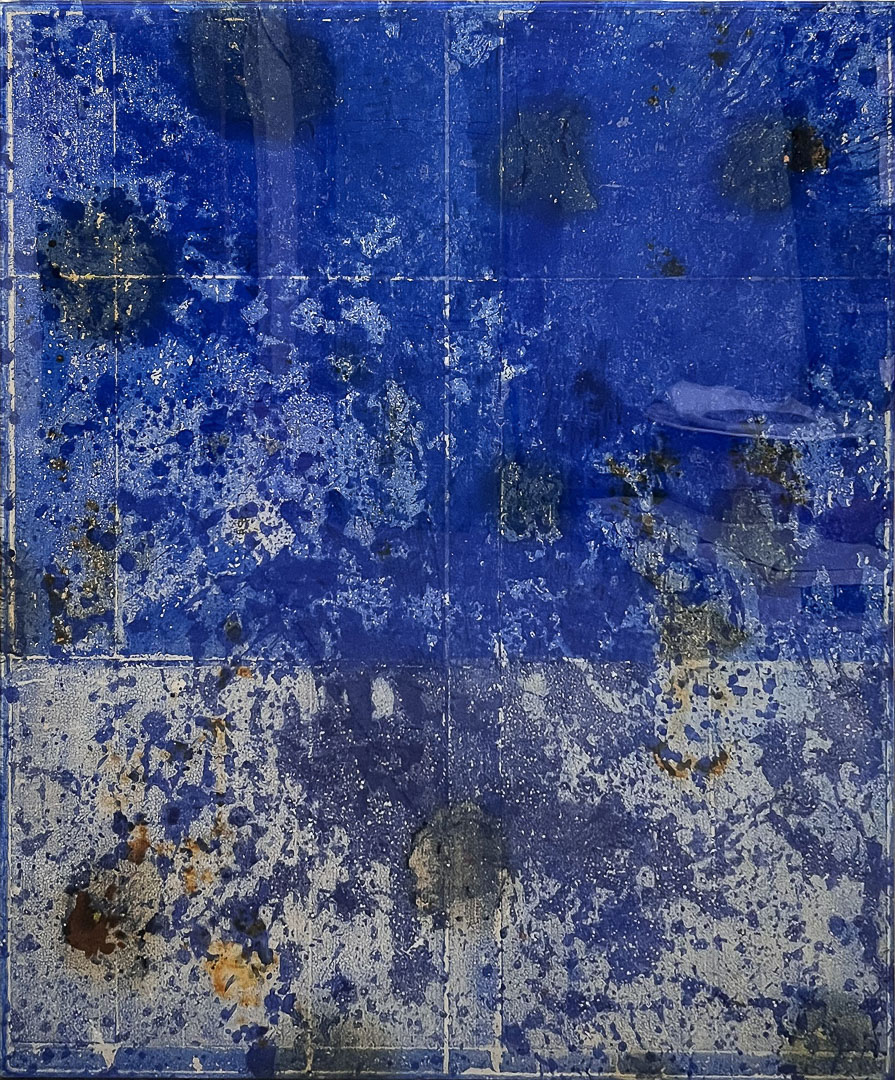 Ivan De Menis - Compressione 3F70/m2 2023 - legno,tessuto,smalti,pigmenti, resina epossidica - 140 x 116 - DEMETM005