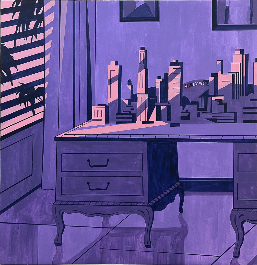 Emiliano Ponzi, Thomas Mann Studio, 2022, tempera e acrilico su tela, 122 x 120 cm, PONZIBOZ006
