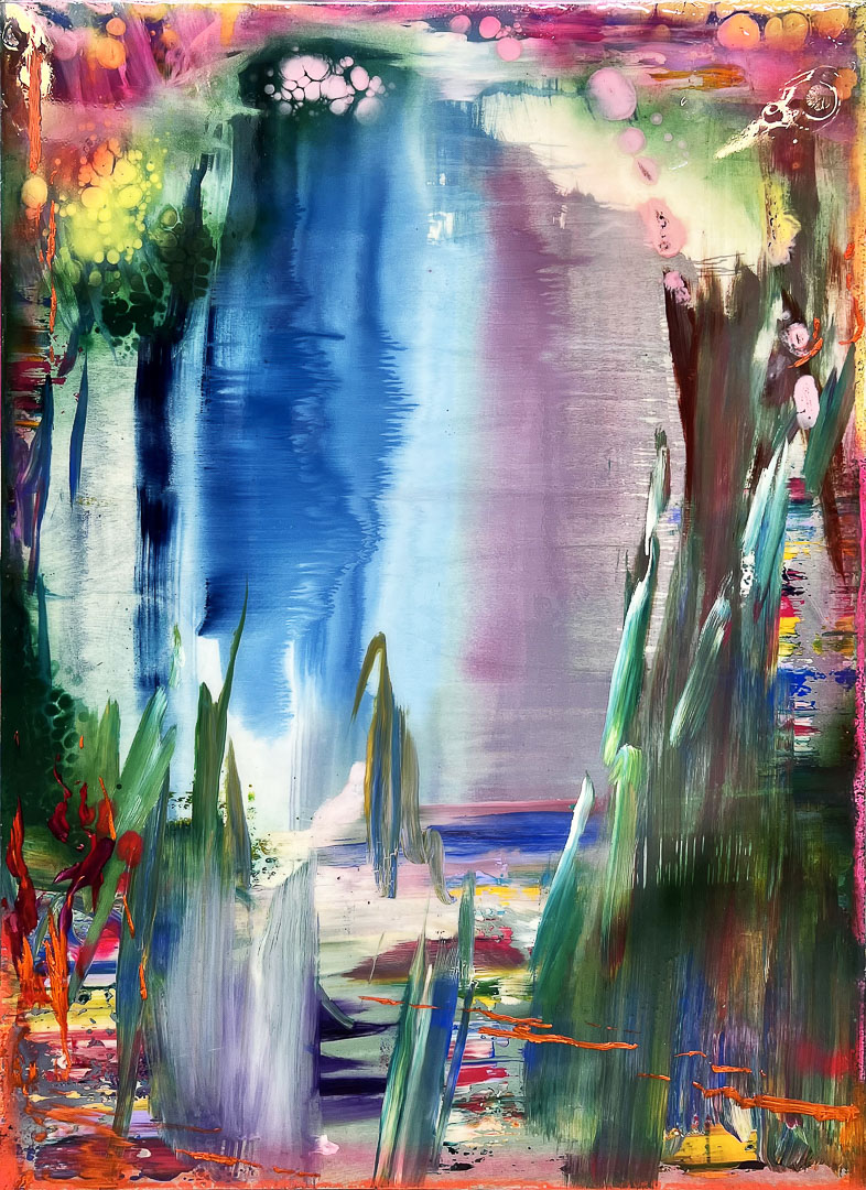 Elisa Grezzani, Lichtblick, 2023, dipinto ad olio e resina su tavola, oil and resin painting on board,, 150 x 110 cm, GREZTM012