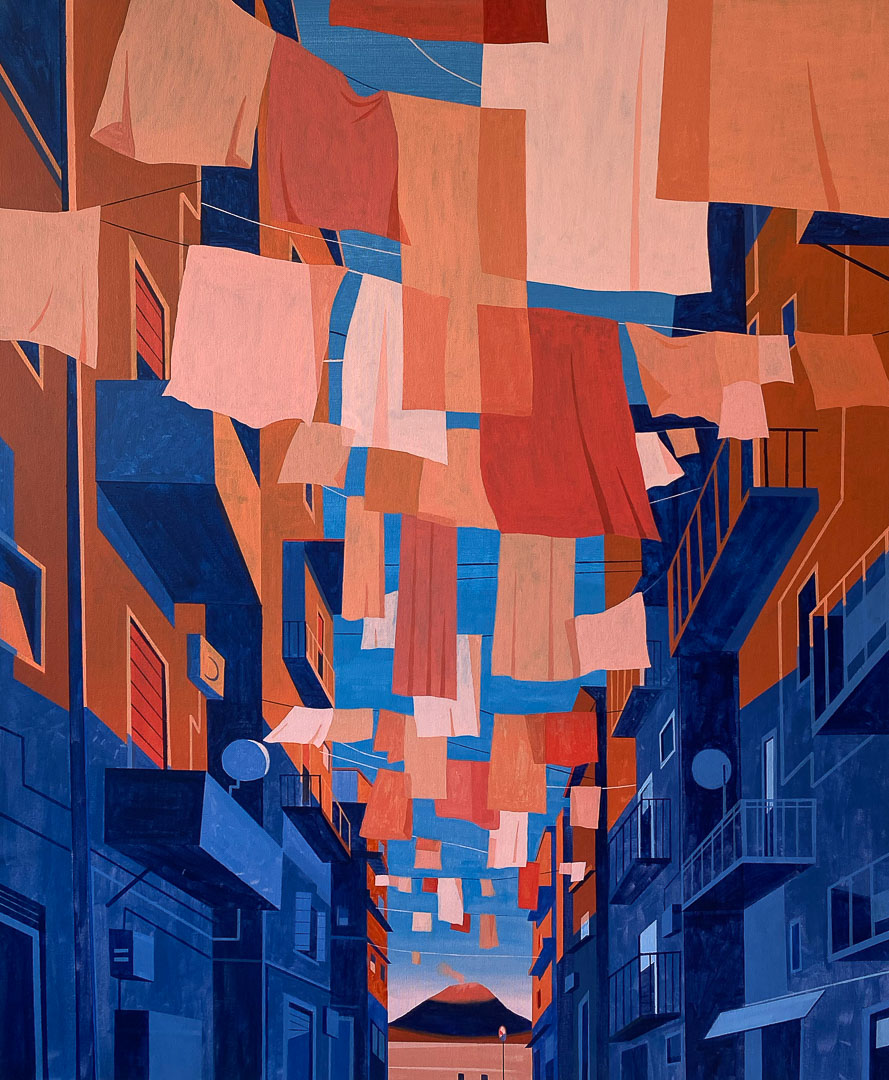 Emiliano Ponzi, U Vesuvio, 2023, tempera e acrilico su tela, 120 x 100 cm, PONZITM028