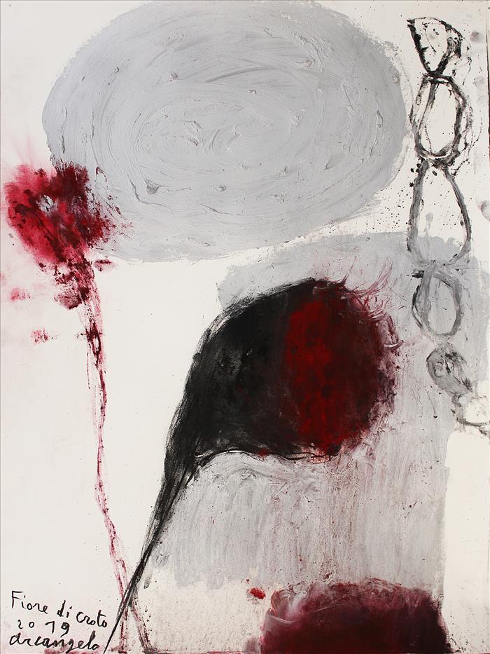 Arcangelo, Fiori di croco, 2019, tecnica mista su cartone, mixed media on cardboard, 76,0 x 56,0 cm, ARCCT0229