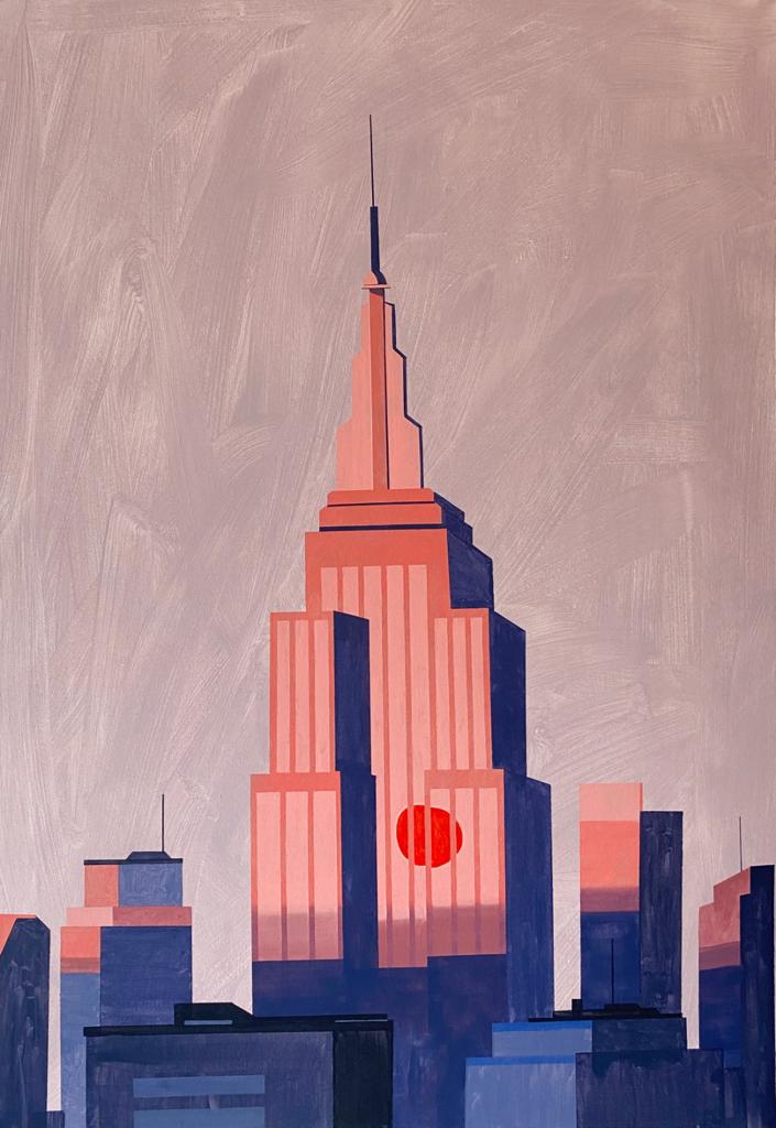 Emiliano Ponzi, Ambizioni di massa, 2023, tempera e acrilico su tela, 120 x 80 cm, PONZIBOZ031
