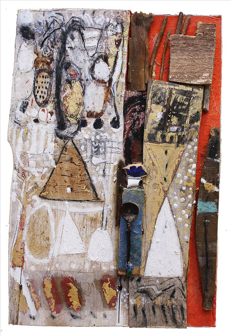 Medhat Shafik, Stagione del raccolto, 2021, Tecnica mista su tavola, mixed media on board, 61 x 41 x 4 cm, SHAFTM1306