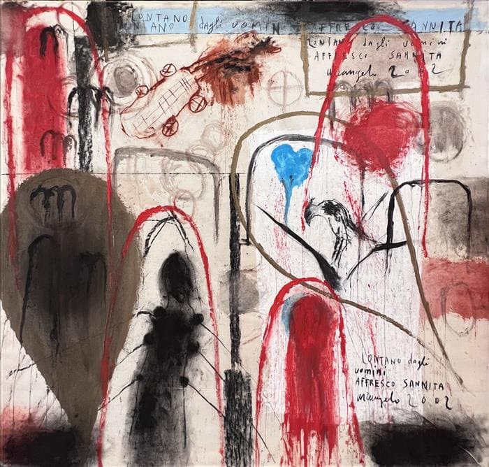 Arcangelo, Lontano dagli uomini - affresco sannita 2002, tecnica mista su tela, mixed media on canvas, 142 x 150 cm, ARCTM0294