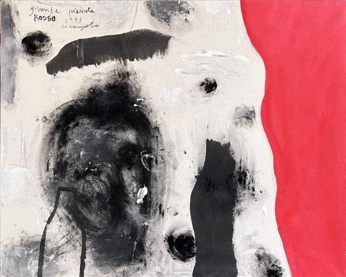 Arcangelo, Grande pianeta rosso 1993, tecnica mista su tela, mixed media on canvas, 88 x 110 cm, ARCTM0295