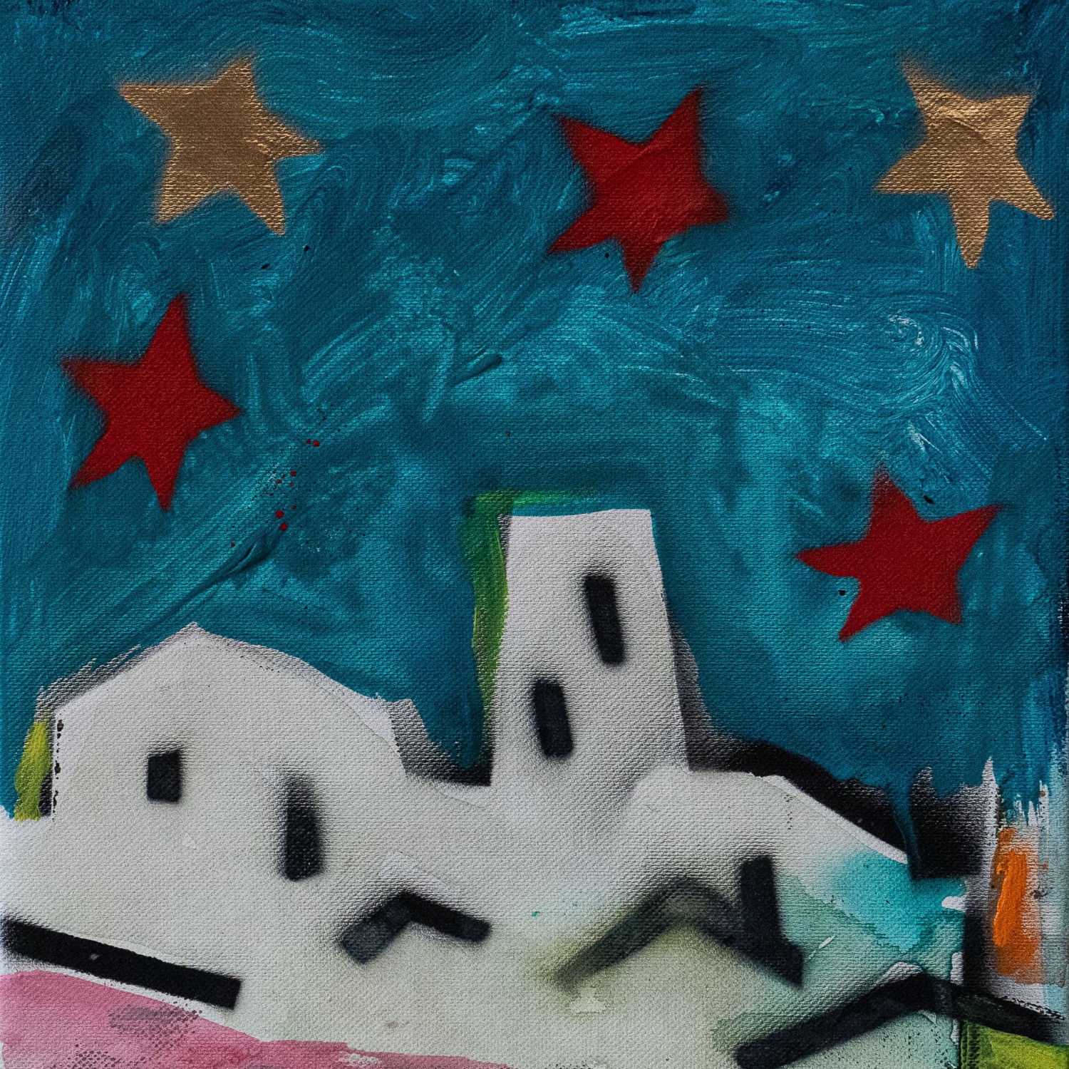 Giosetta Fioroni, Cairo, 2023, tecnica mista su tela, mixed media on canvas, 30 x 30 cm, FIORTM0406