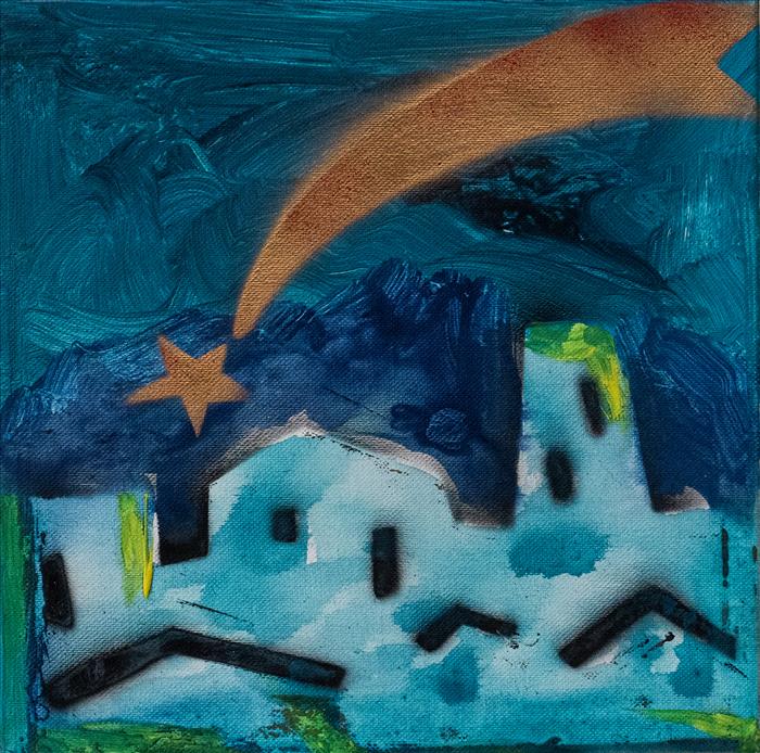 Giosetta Fioroni, Cometa, 2023, tecnica mista su tela, mixed media on canvas, 30 x 30 cm, FIORTM0409