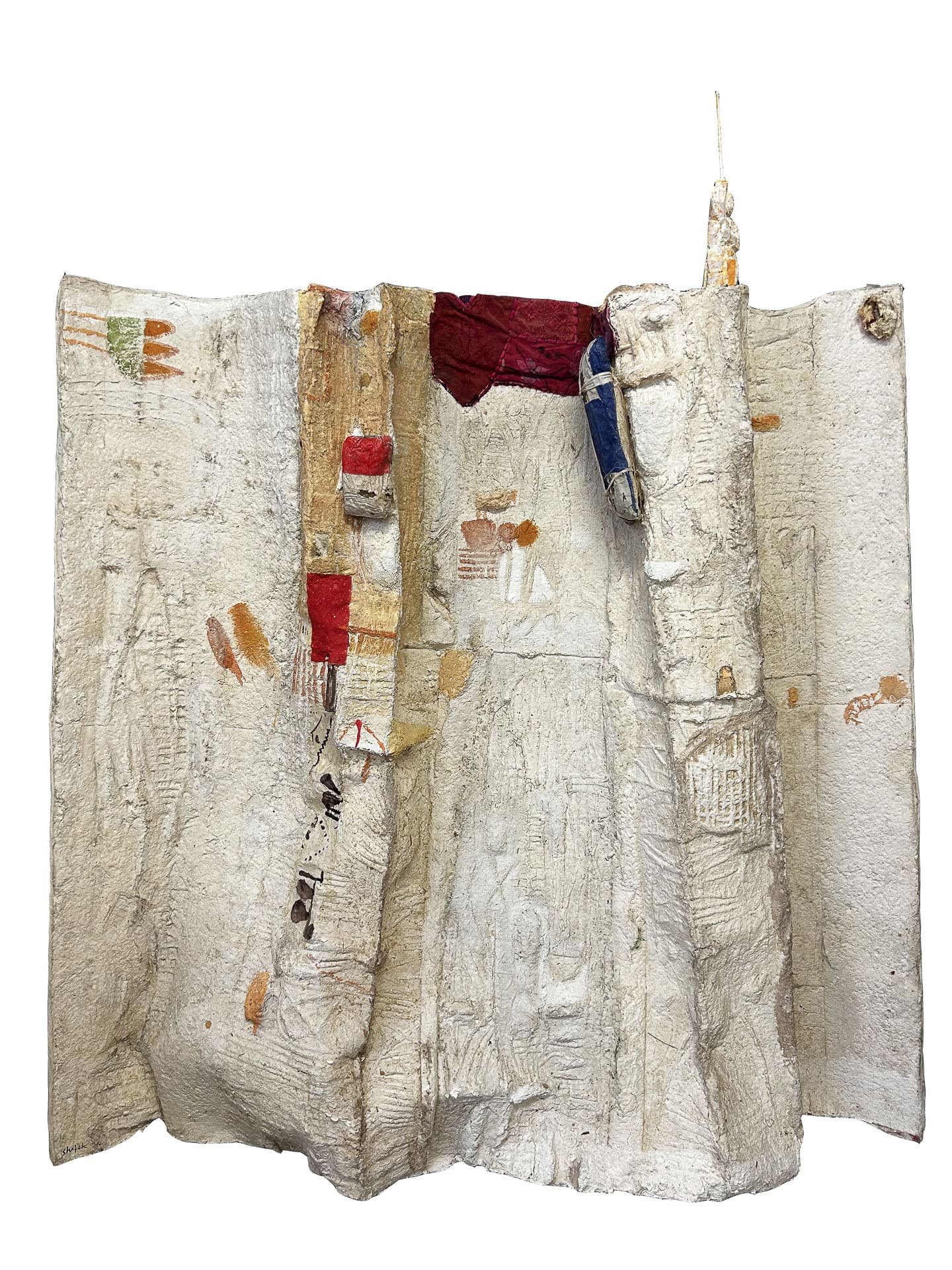 Medhat Shafik, Guardiano della torre, 2023, hand-paper imprint, 187 x 235 cm, SHAFTM1377