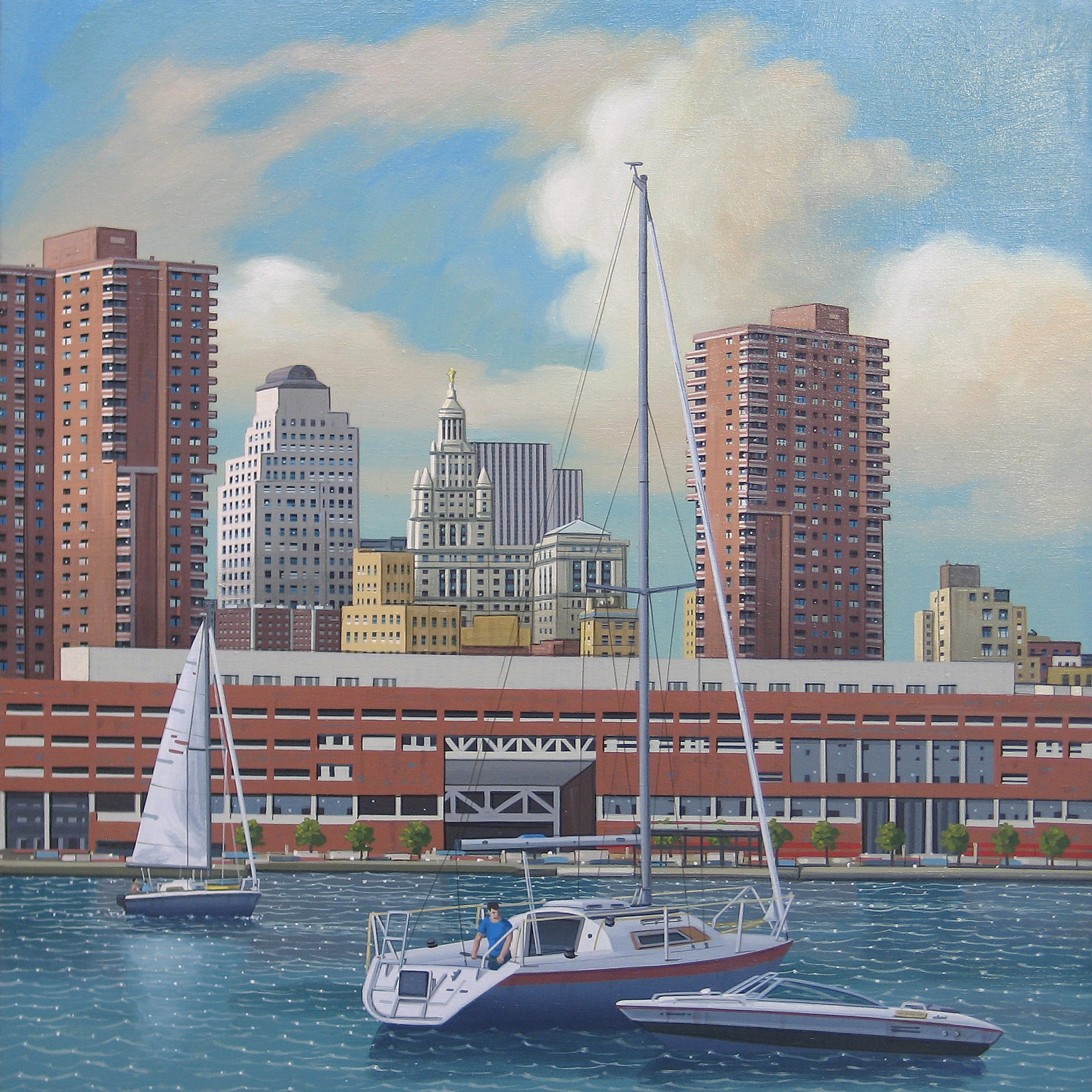 Aldo Damioli, Venezia New York, 2007, Tecnica mista su tela, mixed media on canvas, 53 x 53 cm, 69/dam