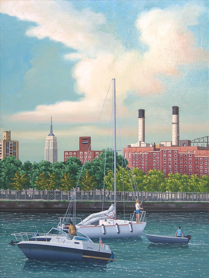 Aldo Damioli, Venezia New York, 2007, Tecnica mista su tela, mixed media on canvas, 71 x 53 cm, D.DAM02