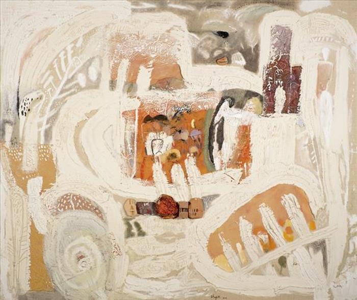Medhat Shafik ,Luce dei sensi. 2001, Tecnica mista su tela, mixed media on canvas, 200 x 240 cm, D.SHAF05