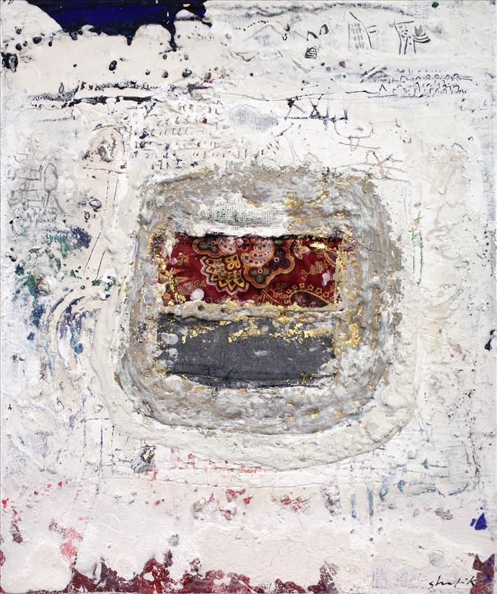 Medhat Shafik, Luogo di scavi, 2023, Tecnica mista su tela, Mixed media on canvas, 60 x 50 cm, SHAFTM1334