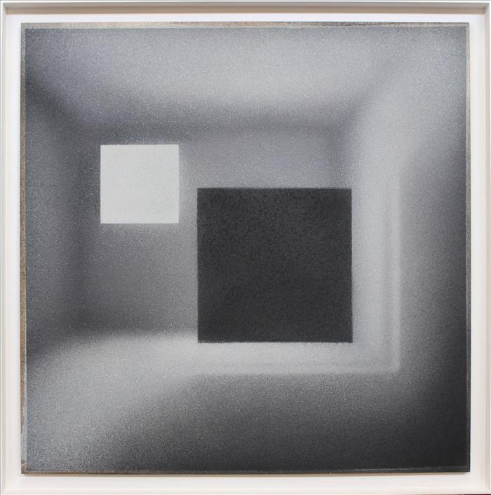 Marco Tirelli, Senza titolo, 2017, Tecnica mista su tavola, Mixed media on board, 77 x 77 cm, TIRETM012