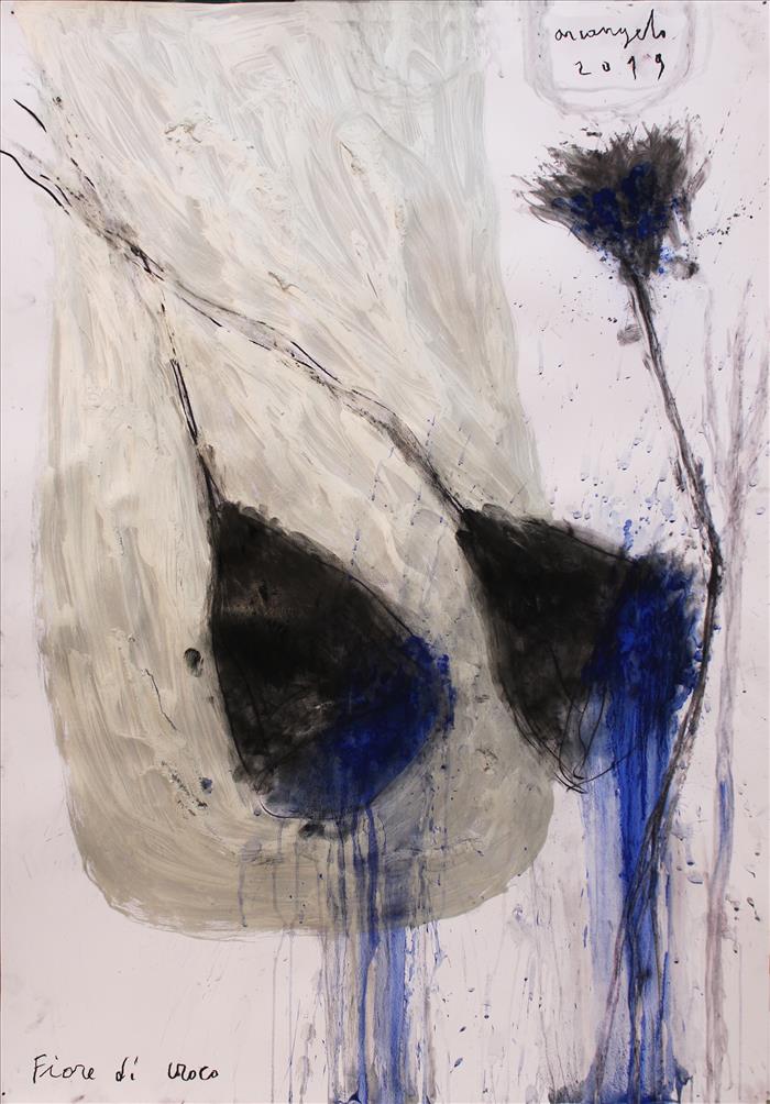 Arcangelo, Fiori di croco, 2019, tecnica mista su cartoncino, mixed media on cardboard, 100,0 x 70,0 cm, ARCCT0232