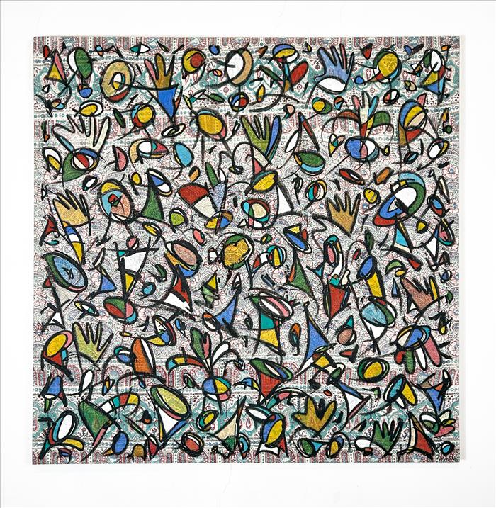 Sergi Barnils, Meravelles de la ciutat celeste, 2018, tecnica mista su tavola, mixed media on board, 150,0 x 150,0 cm, BARTM1393