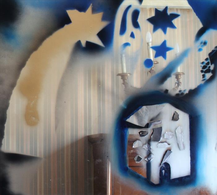 Giosetta Fioroni, La casa del sogno, 2012, smalto e colori ad olio su specchio con cornice, enamel and oil colors on mirror with frame 52,0 x 58,0 cm, FIORTM0328