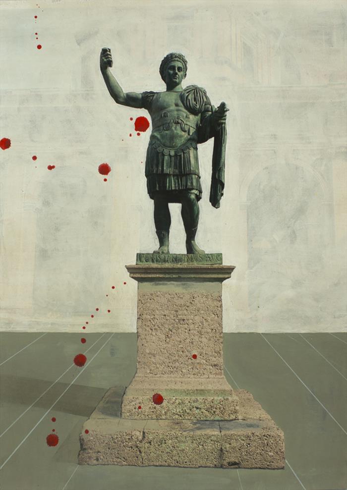 Paolo Ventura, La città nuova, esterno otto, 2021, collage fotografico e pittura, photo collage and painting 60,0 x 42,0 cm, VENST0258