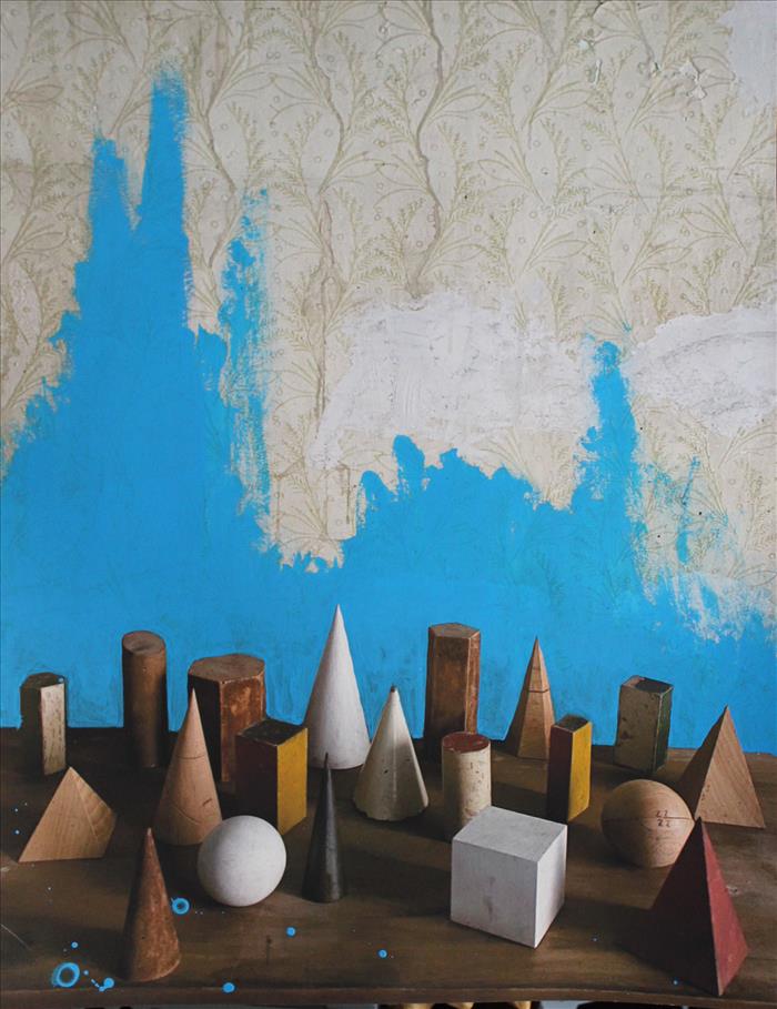 Paolo Ventura, La città nuova, interno quattordici, 2021, collage fotografico e pittura, photo collage and painting 57,0 x 41,0 cm, VENST0267