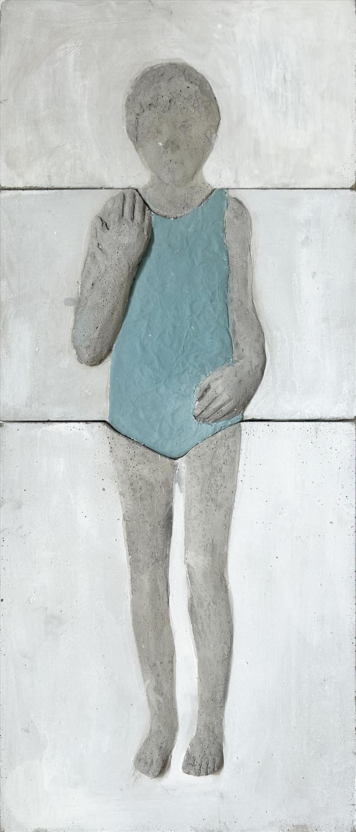 Valerio Berruti, Tracce, 2020, cemento armato, calce e smalto, reinforced concrete, lime and enamel 96,0 x 40,0 cm, BERSC1700
