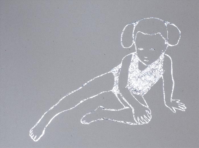 Valerio Berruti, Tracce, 2020, disegno su cartoncino e alluminio, drawing on cardboard and aluminum, 42,5 x 57,0 cm, BERCT1345