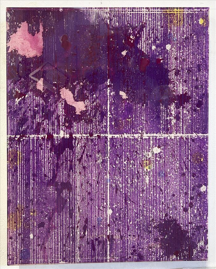 Ivan De Menis, Compressione 1194/g6, 2025, legno, tessuto, smalti, pigmenti, resina epossidica, wood, fabric, enamels, pigments, epoxy resin, 75,0 x 60,0 cm, DEMETM061