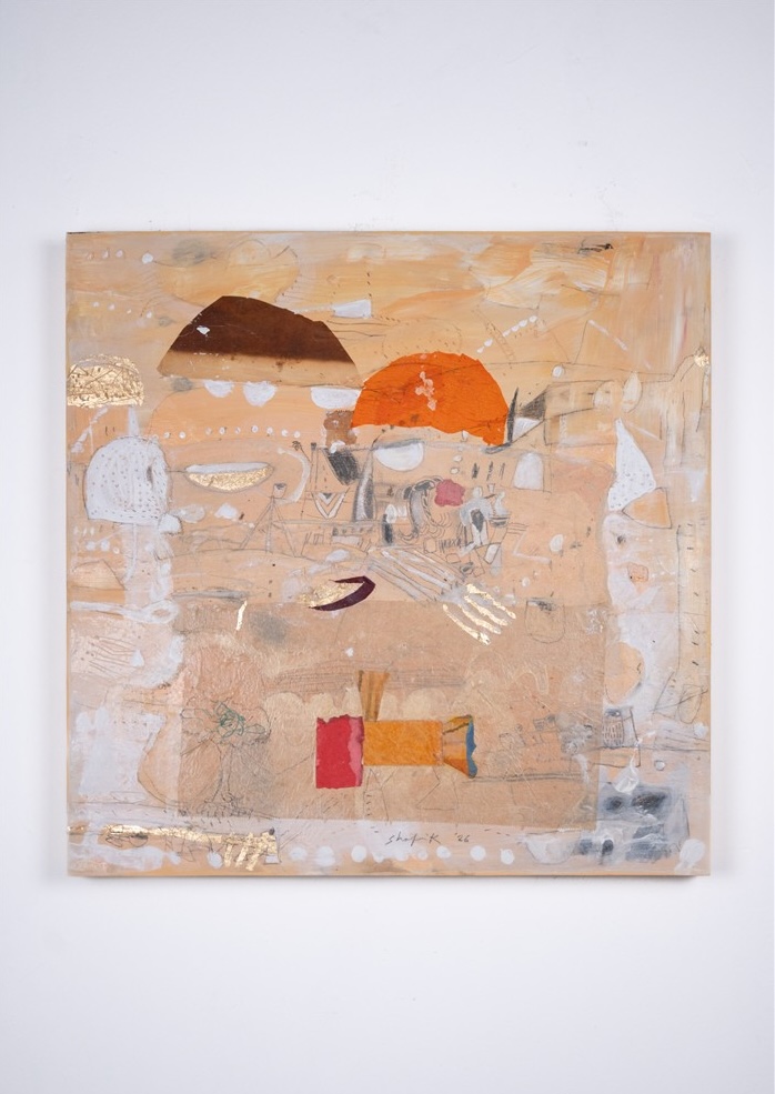 Medhat Shafik, L'alchimista II, 2026, tecnica mista su tavola, mixed media on board, 60,0 x 60,0 cm, SHAFTM1395