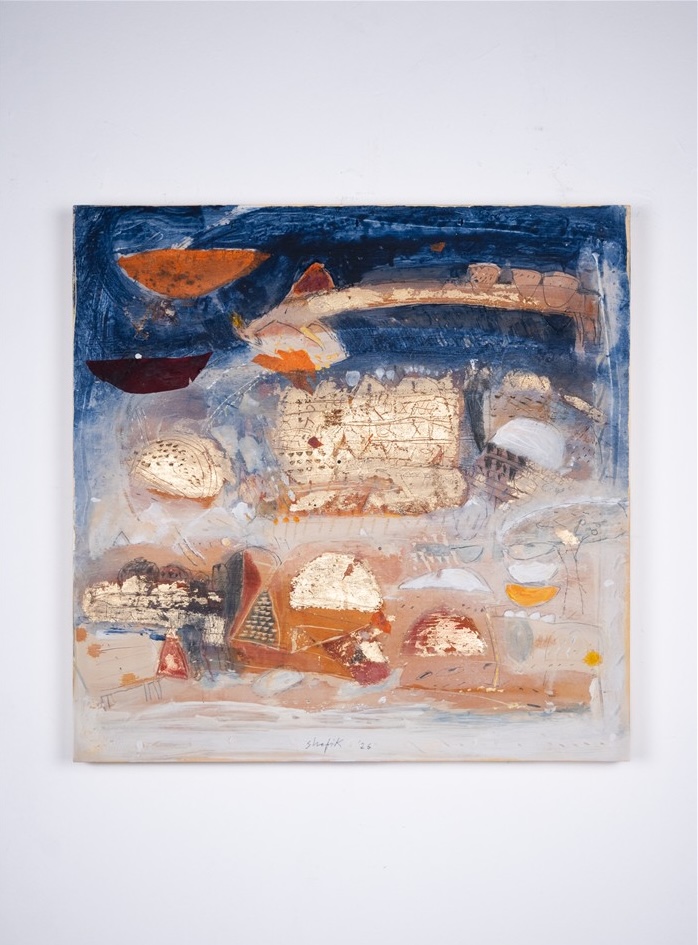 Medhat Shafik, L'alchimista IV, 2026, tecnica mista su tavola, mixed media on board, 60,0 x 60,0 cm, SHAFTM1396